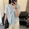 Camiseta de Manga Corta para Mujer, Nuevo Estilo Verano 2026, Tallas Grandes, Diseño Único, Top tipo Chal de Punto Fino con Acabado de Alta Gama
