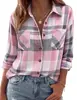 2026 Amazon Europa y América comercio exterior transfronterizo otoño nuevo camisa casual de cuadros suelta con botones de manga larga para mujer