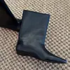 Versión de Piel de Cordero~Estilo Coreano Nicho Punta Cuadrada Pequeña Tacón de Cuña Caña Recta Botas de Media Pantorrilla Mujer 2026 Nuevas Botas Adelgazantes Botas Chelsea