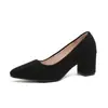 2026 Nuevos Zapatos de Moda Casuales Transpirables de Cuero Patentado de Tacón Alto Grueso de Punta Puntiaguda de Talla Grande para Mujer