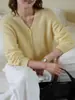 Cárdigan de Punto Grueso con Cuello en V de Manga Larga, Suave y Cómodo, Abrigo de Un Solo Botón, Adecuado para Mujeres, Cálido y Esponjoso para Otoño/Invierno