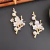 Accesorios de Joyería de Rama de Flor de Perla y Pedrería Estilo Antiguo DIY Hecho a Mano Tocado de Novia Abanico Aleación Materiales de Accesorios de Flor de Ciruelo