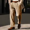 Pantalones Casuales de Pierna Recta de Terciopelo Estilo Británico para Hombre 2025 Pantalones de Traje Retro de Color Sólido para Negocios y Uso Diario