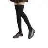 Calcetines hasta la rodilla para mujer, calcetines gruesos de algodón tipo toalla cálidos, calcetines preppy de invierno y otoño, calcetines altos hasta el muslo con forro polar, medias