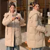 Nuevo Abrigo de Algodón con Capucha para Mujer Invierno 2026, Chaqueta Larga Cálida de Algodón Moda y Versátil, Ropa de Abrigo Estilo Coreano Transfronteriza