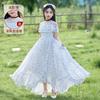 Vestido de Playa de Verano para Niñas, Elegante Vestido Largo de Línea A con Estampado Floral