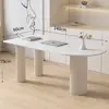 Mesa de Pedra Sinterizada de Luxo Leve para Casa Pequeno Apartamento Escritório Minimalista Moderno Mesa de Computador Estilo Creme Quarto Mesa e Cadeira Branca Pura