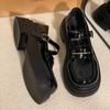 Sapatos de Couro Estilo Britânico com Salto Grosso e Solado Grosso para Mulheres 2026 Novo Outono Retro Sapato Mary Jane Francês de Uma Tira