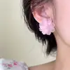 Pendientes de Flor Rosa Frescos de Primavera y Verano para Mujer, Elegantes Simples y de Moda, Pendientes Súper de Hada, Nueva Tendencia 2025