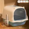 Caixa de Areia para Gatos Fechada, Tamanho Grande, Anti-Salpicos, Controle de Odores, Teto Removível, Uso Duplo, Ideal para Gatos Grandes