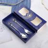 Corte Real relieve hueco cuchara de postre tenedor de tres dientes cuchara para revolver juego vajilla tallada estilo europeo regalo cuchara retro