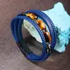 Pulsera de Ojo de Tigre de Venta Caliente Transfronteriza Europea y Americana para Hombre, Cuerda de Cuero Trenzada Multicapa, Tendencia de Personalidad de Moda, Pulsera de Cuero Versátil