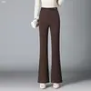Pantalones de traje personalizados de primavera/otoño para mujer, de cintura alta, microcampana, adelgazantes, fluidos, para ir al trabajo, casuales, de pierna ancha, versátiles, elegantes
