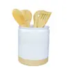 Exportar Frasco de Cerámica Personalizado para Almacenamiento de Utensilios de Cocina de Arena Soporte para Cuchillo Tenedor Pala Cubo de Herramientas de Cerámica Tubo de Almacenamiento para Vajilla