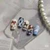 Cavalo Pequeno Fofo com Padrão de Tecido Ano Novo Embutido 3D Ycat Adesivos para Unhas Jc Pelúcia DIY Diário Branco