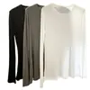Tienda Insignia Dan Nong de Shanghái / Nueva Camiseta de Manga Larga Tricolor de Seda Lyocell en Capas para Primavera y Otoño, Top Camiseta Base de Capa Interior