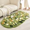 Alfombra Moderna Simple Floral para Dormitorio Sala de Estar Hogar Felpudo Flocado Pelo Alto y Bajo Cojín Engrosado ins Manta de Cabecera