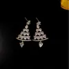 Amazon transfronterizo nuevos pendientes de árbol de Navidad para mujer aguja de plata 925 pendientes de alta calidad elegantes versátiles para adelgazar la cara oreja