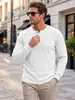 Camisa Henley para hombre pesada transfronteriza europea y americana de AliExpress, sudadera de manga larga informal holgada de talla grande con textura elástica estilo americano