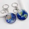 Accesorios para Productos Nuevos Transfronterizos Sistema Solar Universo Cielo Estrellado Gema del Tiempo Llavero Acrílico de Doble Cara Llavero de la Tierra