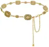 Joyería de Nuevo Estilo Europeo y Americano, Cadena de Cintura Elegante de Disco de Crisantemo Metálico para Mujer, Cadena Corporal de Cintura de Múltiples Capas Versátil y de Moda