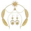 Coroa Halo Conjunto de brincos Halo Vento Boho deusa do sol faixa boêmia de camada dupla Acessórios de cabelo brilhantes de diamante