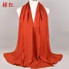 Nueva Moda de Verano Color Sólido Arruga Natural Perla Gasa Pañuelo para la Cabeza Bufanda de Seda Cubrecabezas Suministro Transfronterizo