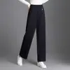 Calça feminina slim de perna reta com cintura alta elástica, novo estilo outono 2026, elegante, modeladora, com caimento, versátil, calça casual estilosa
