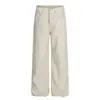 G6862 High Street Americana Retrô Masculino e Feminino High-End Lavado Damasco Design Simples de Cor Pura Jeans Solto Masculino