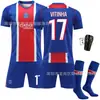 Nuevo conjunto de ropa deportiva de fútbol temporada 2627, incluyendo una camiseta de fútbol 10 Dembele, camiseta de local roja y azul del Paris 2627