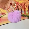 Colgante llavero bola de pelo sintético de conejo para otoño e invierno 8CM, pelo artificial, felpa corta, accesorio para bolso de mujer, llavero
