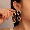 Pendientes Geométricos de Cadena con Estampado de Leopardo Acrílico Retro Europeos y Americanos, Únicos y Elegantes, Pendientes de Nicho de Alta Gama para Mujer