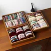 Bandeja de almacenamiento de 6 ranuras para pulseras de cristal con cojín suave de color nogal, expositor de mostrador para pulseras de joyería y coleccionables, accesorios de exhibición, colección