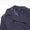 Moda Feminina Europeia e Americana Transfronteiriça Nova Outono/Inverno Jaqueta Longa de Lã Listrada W091 2956