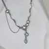 Colar com Pingente de Gota de Água e Borla Luar Feminino Estilo Hip-Hop Ins Sexy Costura Acessórios de Luxo Acessível Design de Ponta Atacado