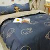 Conjunto de Quatro Peças de Lençóis e Capas de Edredom de Algodão Lavado para Dormitórios Universitários, Conjunto de Roupa de Cama de Três Peças para o Verão, Não 100% Algodão, Algodão Puro