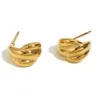 Moda Ins Europeia e Americana Elegante Nicho Retrô Brincos de Alta Qualidade Aço Inoxidável Banhado a Ouro 18K Brincos Listrados de Abóbora para Mulheres