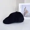 Gorra de pana estilo retro británico para mujer, ideal para otoño e invierno. Gorra informal versátil que estiliza el rostro. Boina reversible.