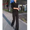 2429 Da Ai Mei Yuan 2025 Primavera Nova Moda Novo Estilo Chinês Estilo Nacional Top Abotoado com Calça Casual Levemente Flare para Mulheres