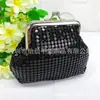 Bolsa de Cosméticos de Lámina de Aluminio Botón a Presión Bisagra Pequeña Bolsa Bolsa Mini de Cosméticos Bolsa de Lámina de Aluminio Pintada Negra Bolsa de Lámina Metálica Personalización
