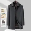 Jaqueta de Lã de Marca Genuína para Homens no Inverno, Acolchoada Espessa, com Forro de Penas Removível para Pais de Meia-Idade e Idosos, Jaqueta de Lã de Dupla Face