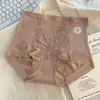 Calcinha Jacquard com Renda de Cintura Alta para Controle da Barriga Feminina 10A Algodão Antibacteriano Entrepernas Estendido Modelador que Abraça os Quadris Shorts de Segurança