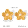 Pendientes de flor de nicho de acero de titanio estilo ins de moda europea y americana, collar versátil de pentagrama de acero inoxidable chapado en oro de 18 quilates para mujer