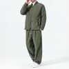 Invierno 2026 Nuevo Estilo Chino para Hombre Botón de Rana Retro Traje de Pana Estilo Nacional Acolchado Holgado Casual Conjunto de Dos Piezas