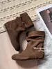 Botines marrones de cuero genuino, Botas estilo Martin británicas para mujer, Botas de vaquero, Adecuados para primavera y otoño, Botines de ajuste ceñido, 666-13