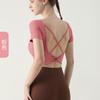 Top de Yoga con Almohadillas en el Pecho, de Manga Corta, Hermoso Diseño en la Espalda, Top de Pilates, Camiseta Deportiva, Ropa de Fitness Transpirable, Chaleco de Venta Caliente