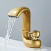 Grifo de lavabo de cascada creativo, lavabo bajo encimera, grifo de lavabo de cobre puro para baño, mueble de baño, lavabo de cobre, para uso doméstico