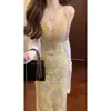 Vestido Sexy de Renda Crochê com Alças, Elegante e Estiloso, Cintura Alta, Valoriza a Silhueta, Slim Fit, Vestido de Comprimento Médio Celebridade da Internet