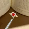 Anillo de Lujo Ligero Sailor Moon con Forma de Corazón y Piedras Preciosas, Joyería de Anillo Versátil Exquisita y de Moda con Siete Perlas