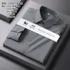 Lã+Modal Outono Camisa de Manga Longa de Lã de Alta Qualidade para Homens, Casual de Negócios, Antirrugas, Camisa que Não Precisa Passar